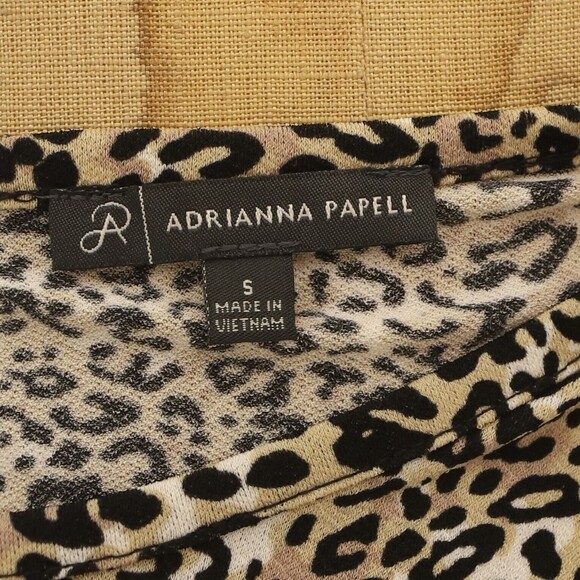 Adrianna Papell Tie Front Animal Print Tank Blouse Size S Stretch Brown Top B71 - Picture 5 of 5
